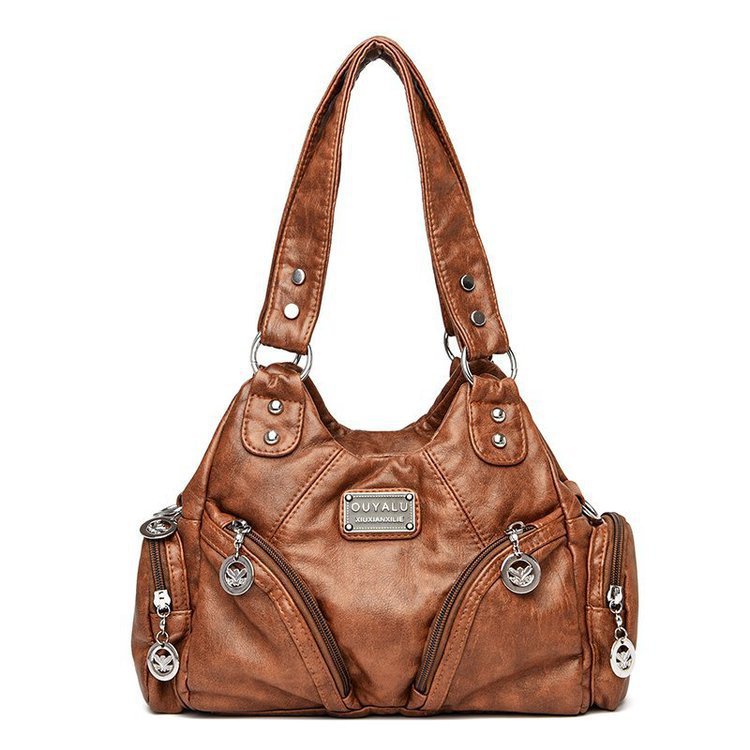 Women's Retro Soft Leather Motorcycle Trendy Quality Crossbody Bags