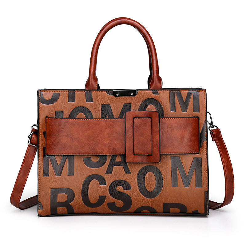 Women's Pretty Letter Pattern Portable Embossed Shoulder Bags