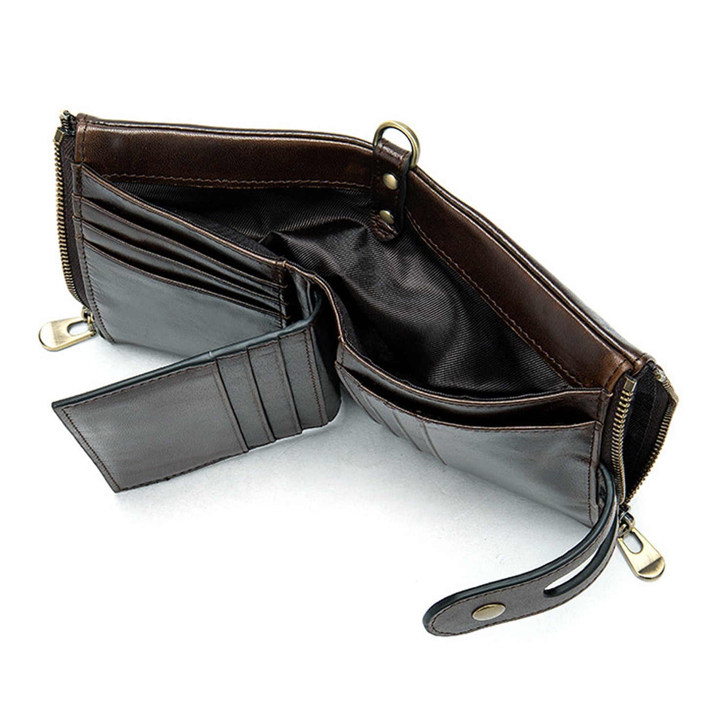 Zipper Locking Leather For Man Short Men's Wallets