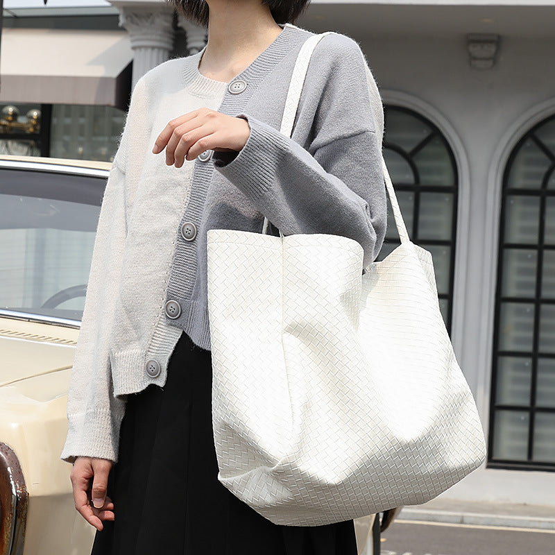 Women's Style Large Capacity Totes Simple Soft Leather Shoulder Bags