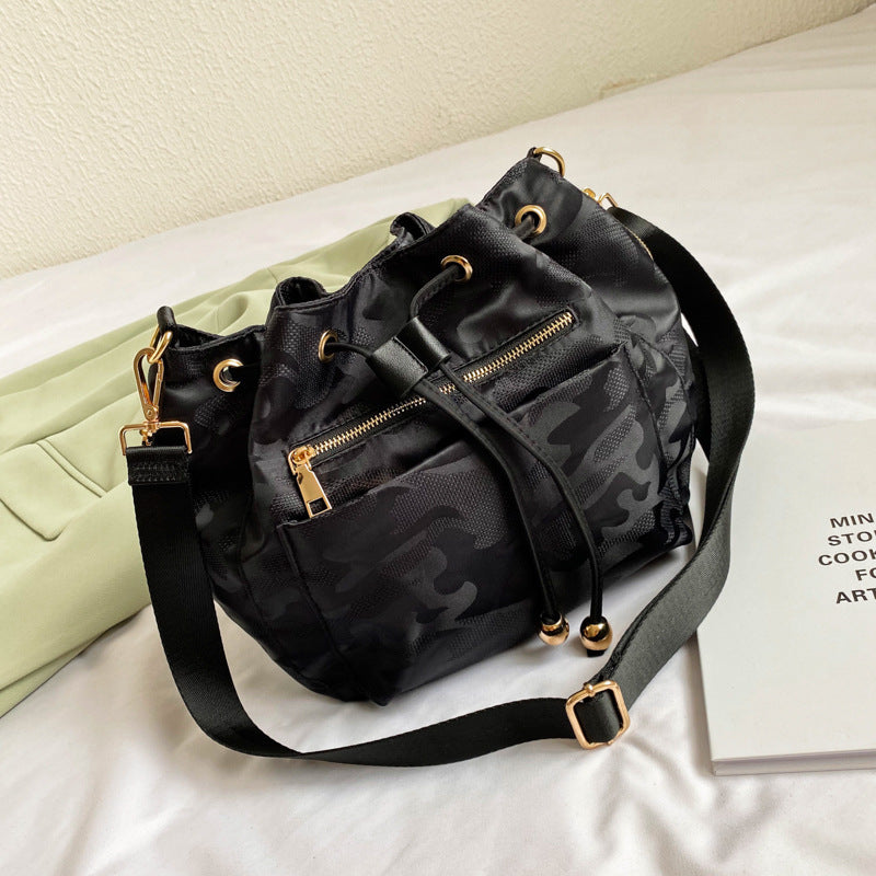 Women's Summer Fashion Oxford Cloth Drawstring Camouflage Crossbody Bags