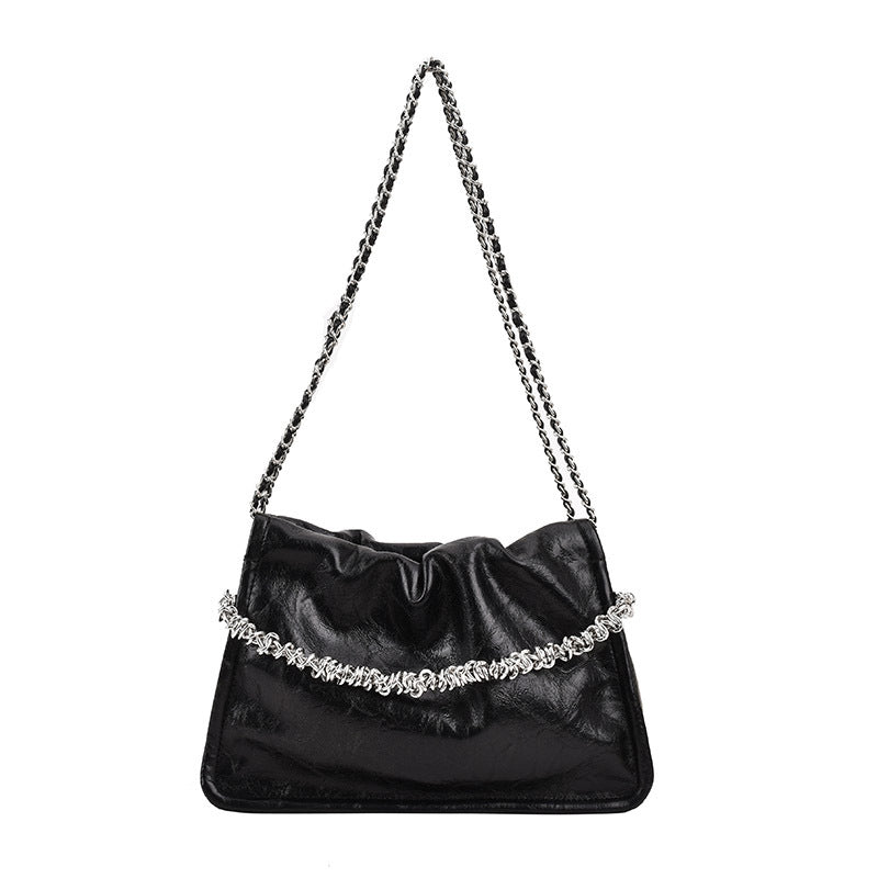 Women's Retro Advanced Texture Underarm Simple Pleated Small Square Bags