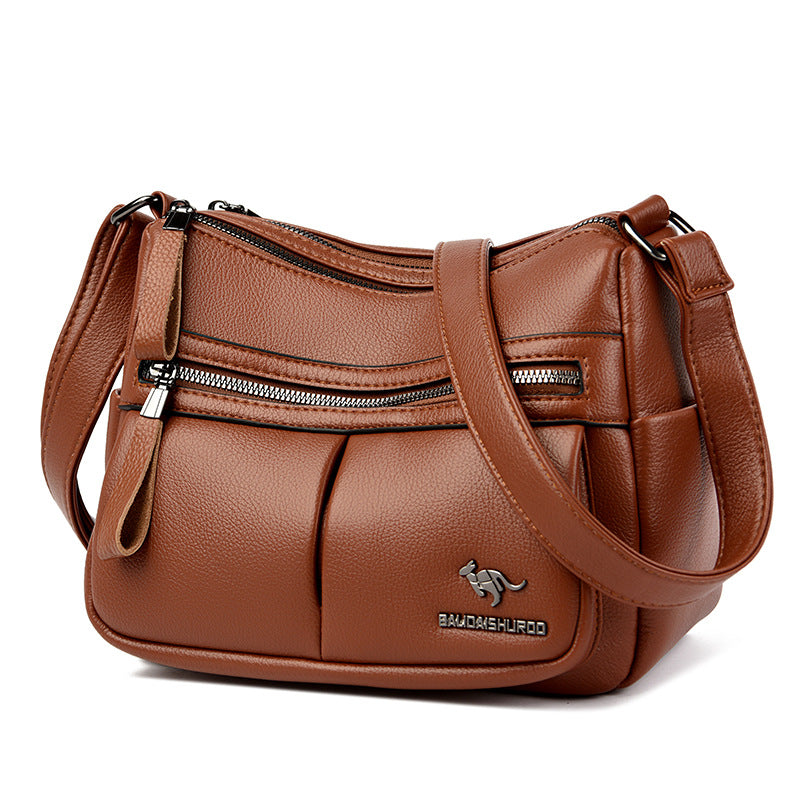 Women's Summer City Simple Big Soft Leather Crossbody Bags
