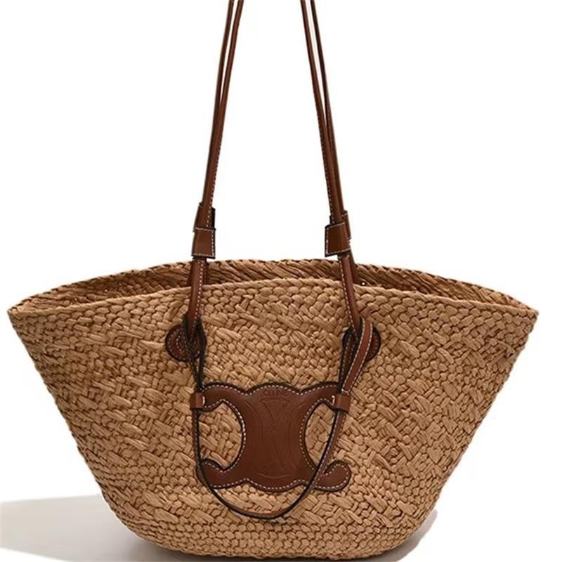 Women's Large Capacity Hand-woven Beach Portable Basket Shoulder Bags
