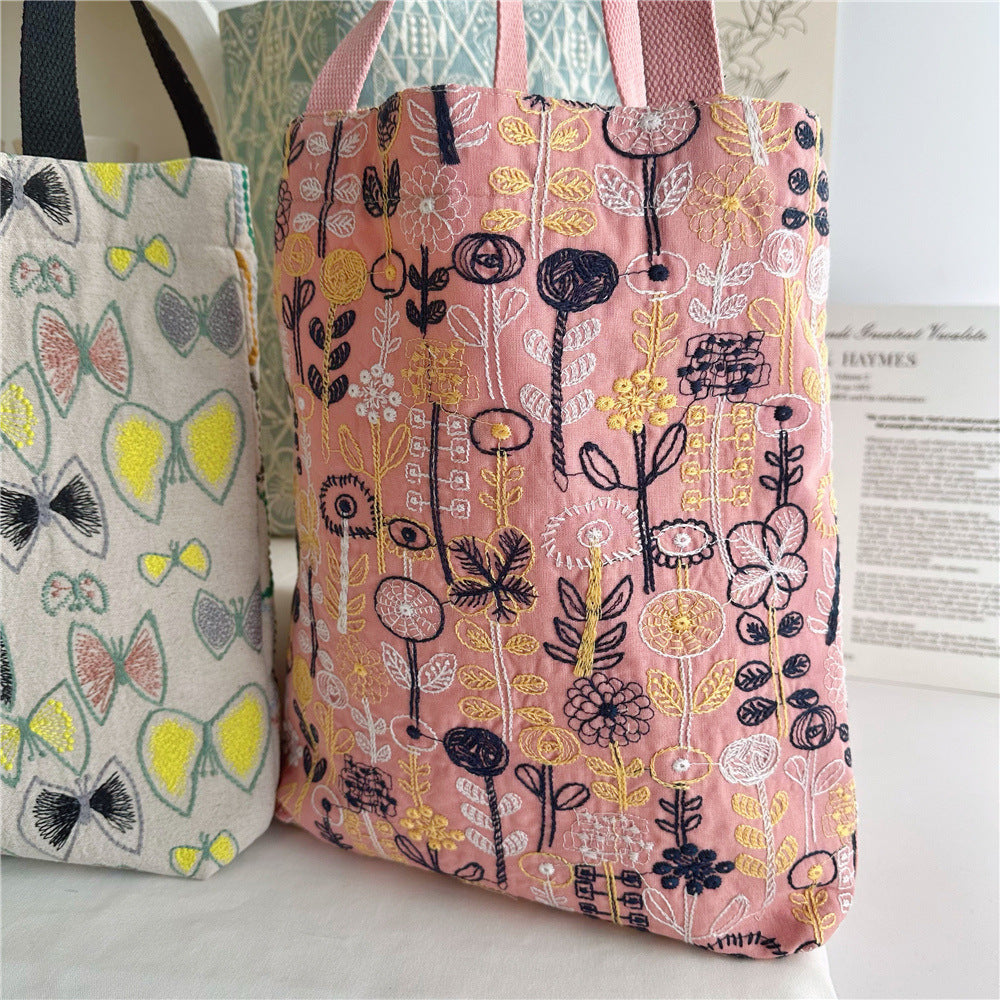 Women's Thick Material Embroidered Cotton Linen Fabric Shoulder Bags