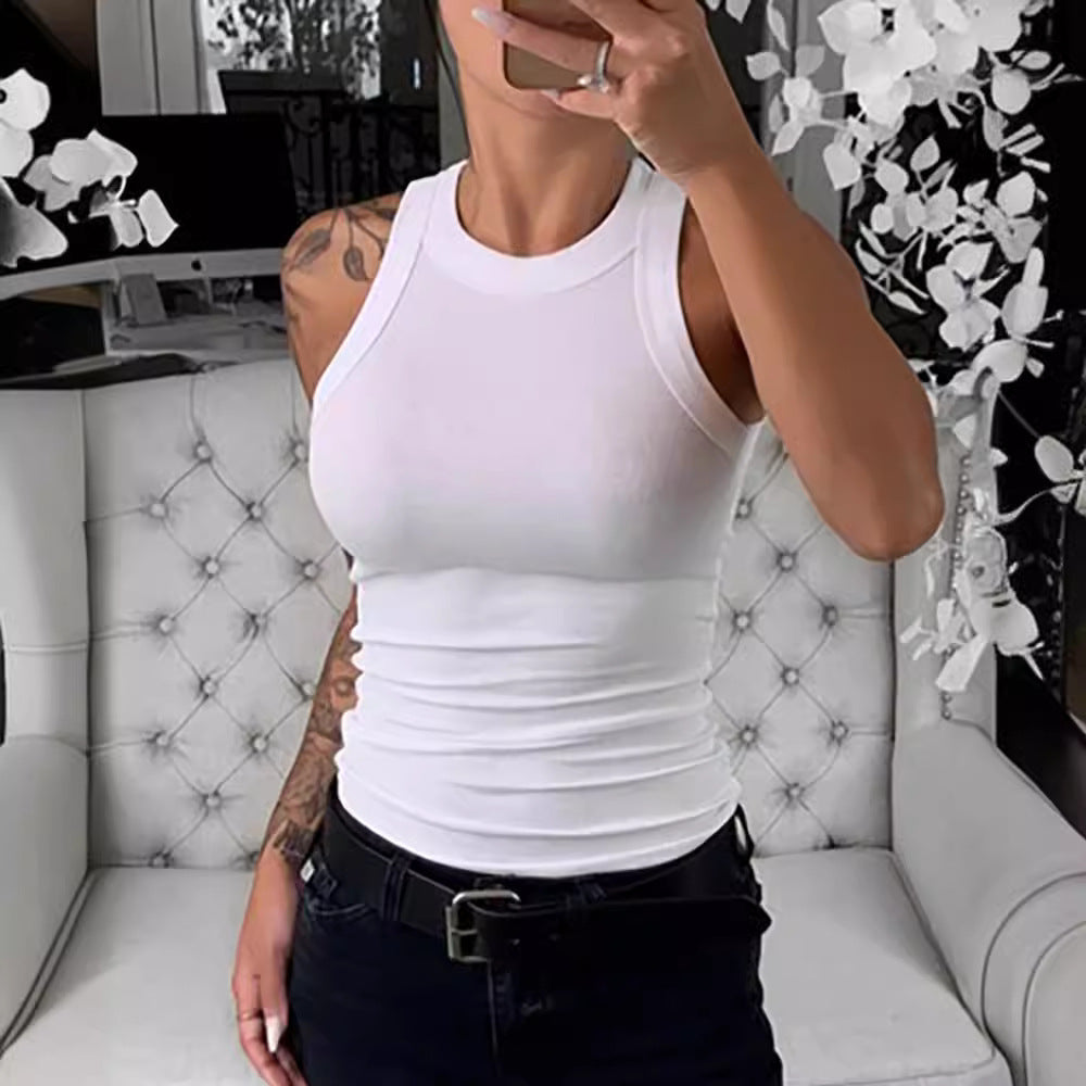 Women's Summer Solid Color Sleeveless Slim Tops