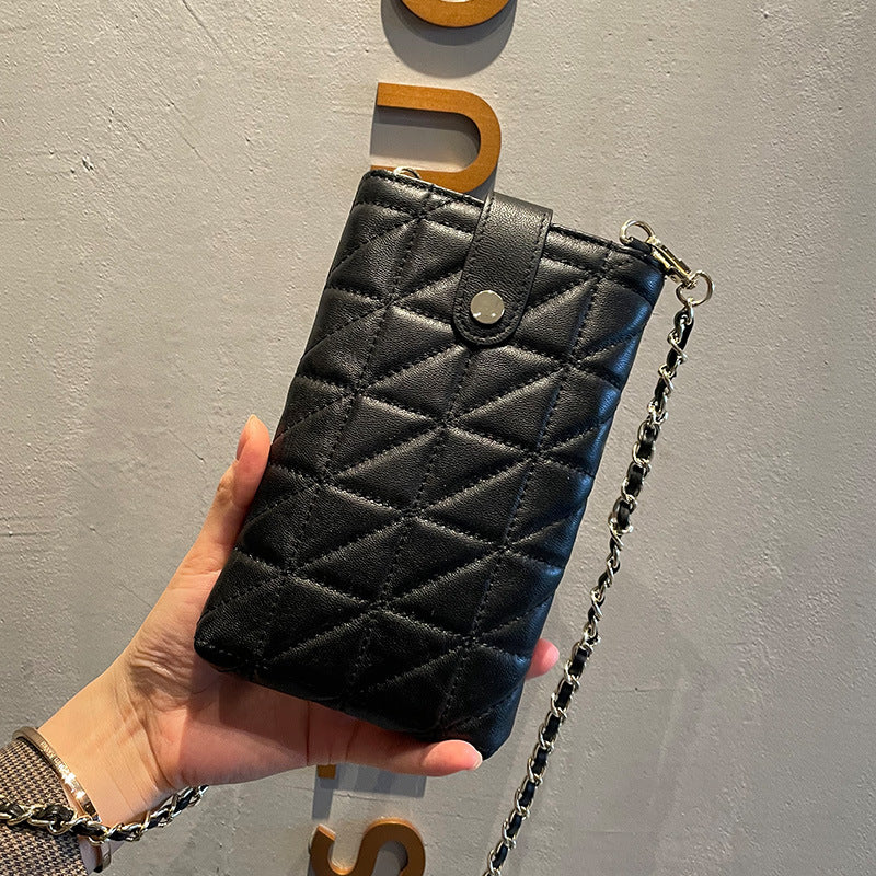 Women's Soft Sheepskin For Leather Vertical Diamond Crossbody Bags