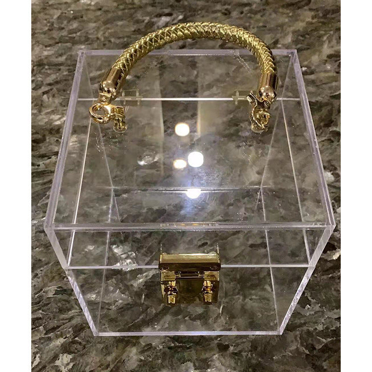 Women's Trendy Acrylic Transparent Bride Gift Box Practical Handbags