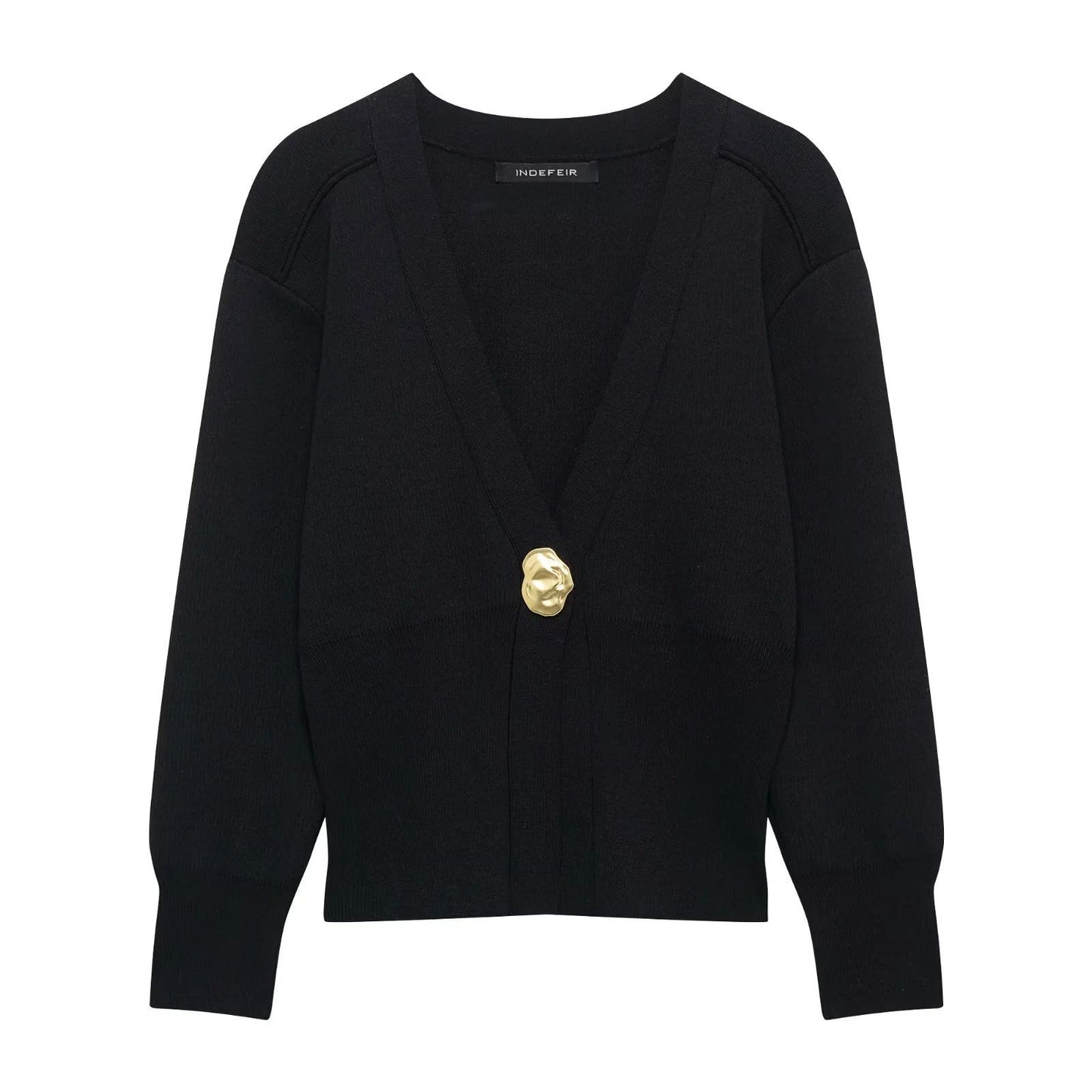 Women's Simple Elegant Metal Button Decoration Knitted Knitwear