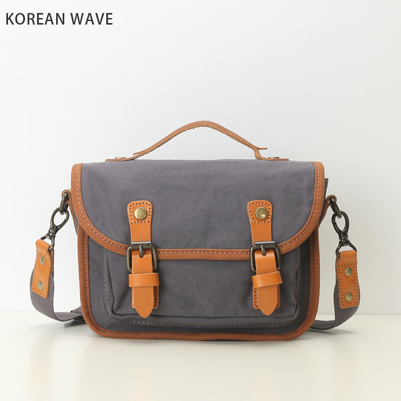 Women's Simple Canvas With Genuine Leather Daily Crossbody Bags