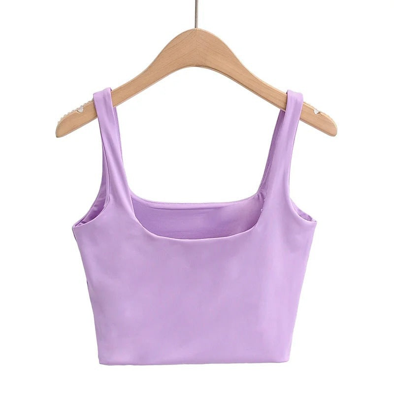 Sleeveless Milk Silk Bottoming Shirt Backless Solid Tops