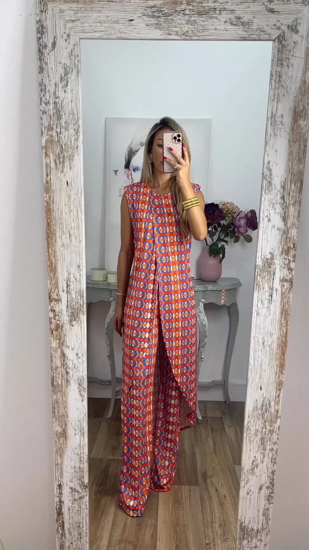 Women's Printed Casual Sleeveless Loose Round Neck Suits