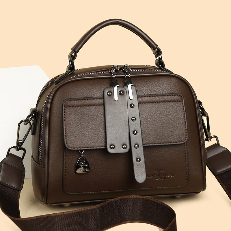 Women's Versatile Mom Large Capacity Soft Leather Shoulder Bags
