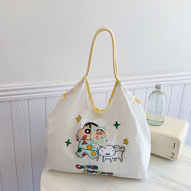 Summer Crayon Embroidery Cartoon Large Capacity Environmentally Shoulder Bags