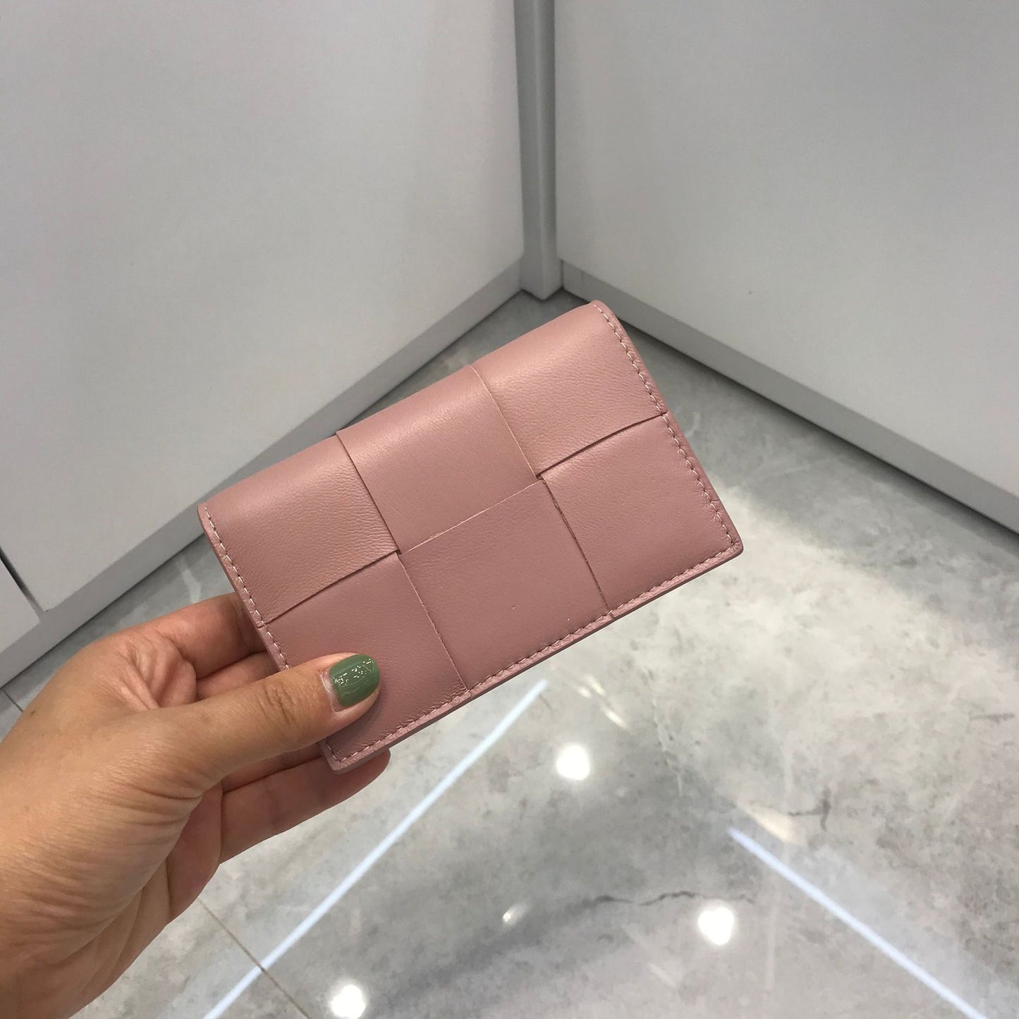 Women's Storage Portable Soft Sheepskin Woven Flip Card Holder