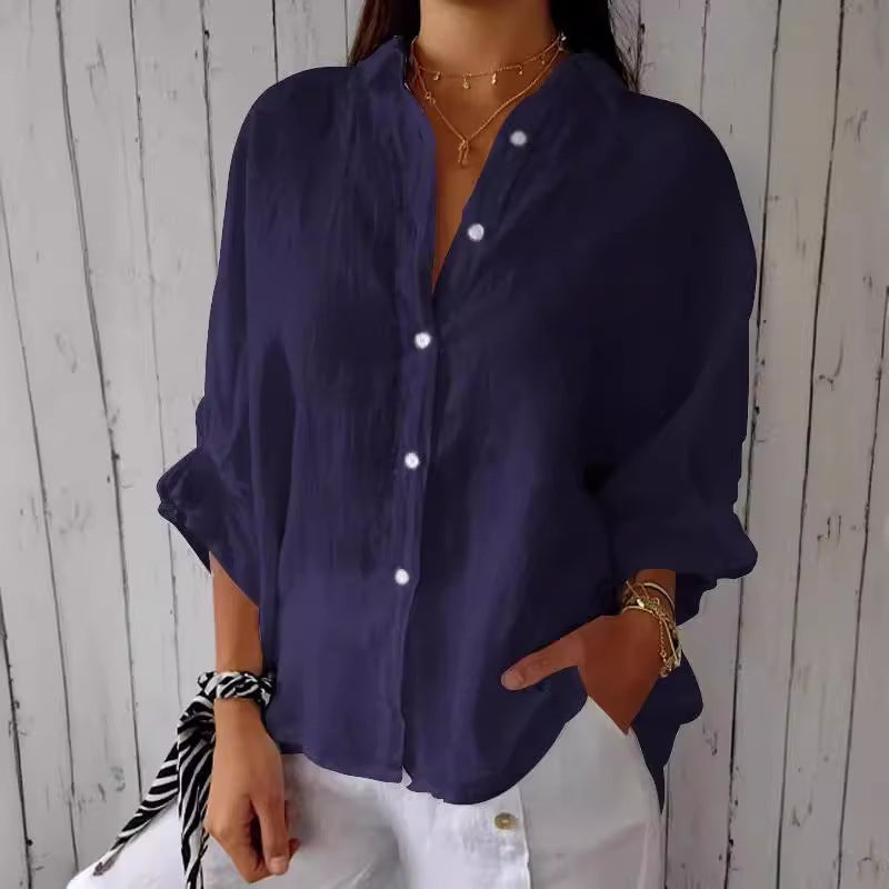 Spring Cotton Linen Back Design Shirt Blouses