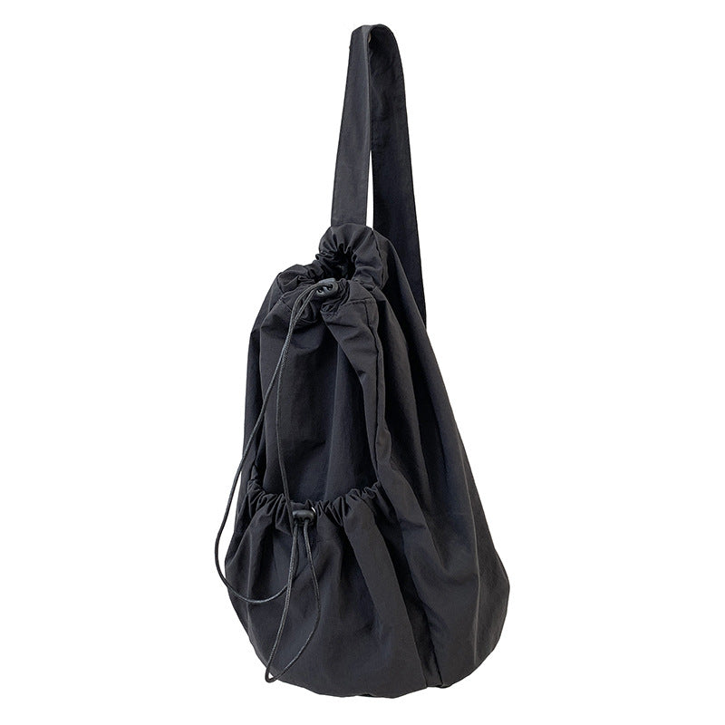 Artistic Nylon Drawstring Pleated Large Capacity Crossbody Bags