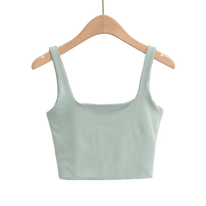 Sleeveless Milk Silk Bottoming Shirt Backless Solid Tops
