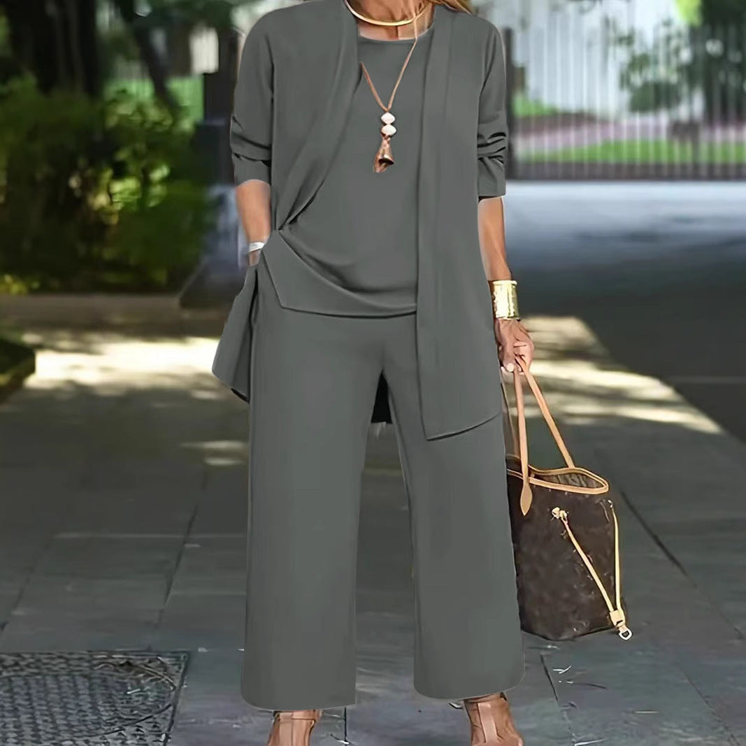 Women's Solid Color Leisure Commute Trousers Long Sleeve Suits