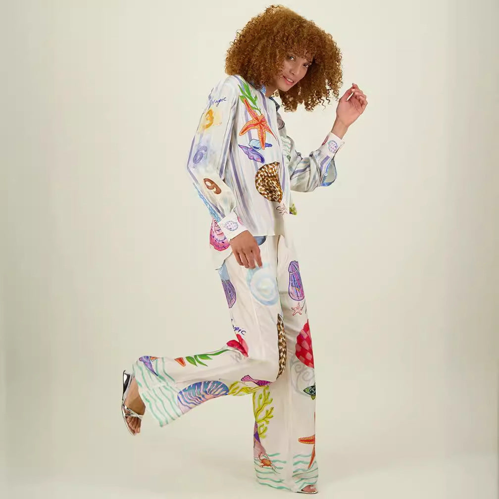 Satin Printed Personalized Iti Casual Shirt Suits
