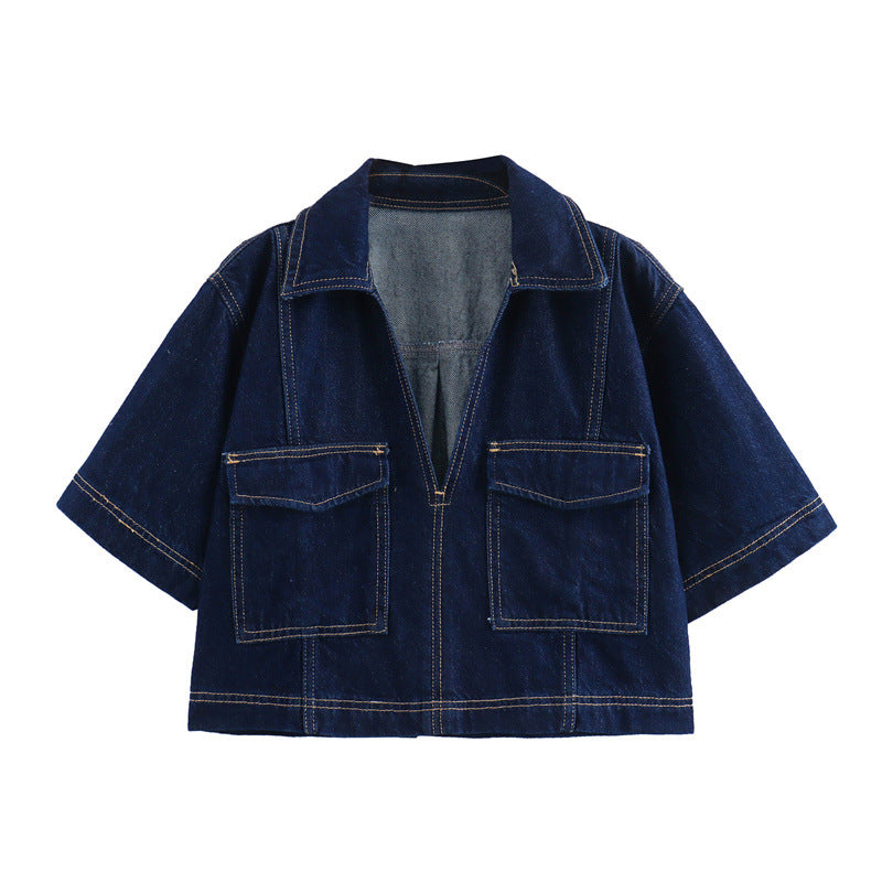 Women's Summer Denim Shirt Double Breasted Suits