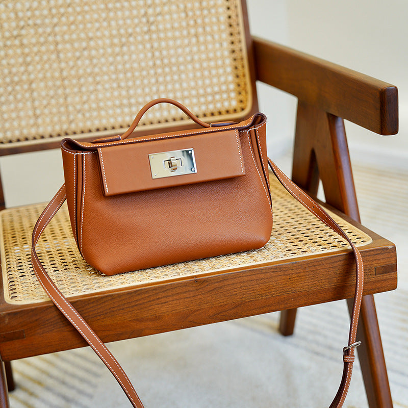 Women's Versatile Genuine Leather Cowhide Kelly Handbags