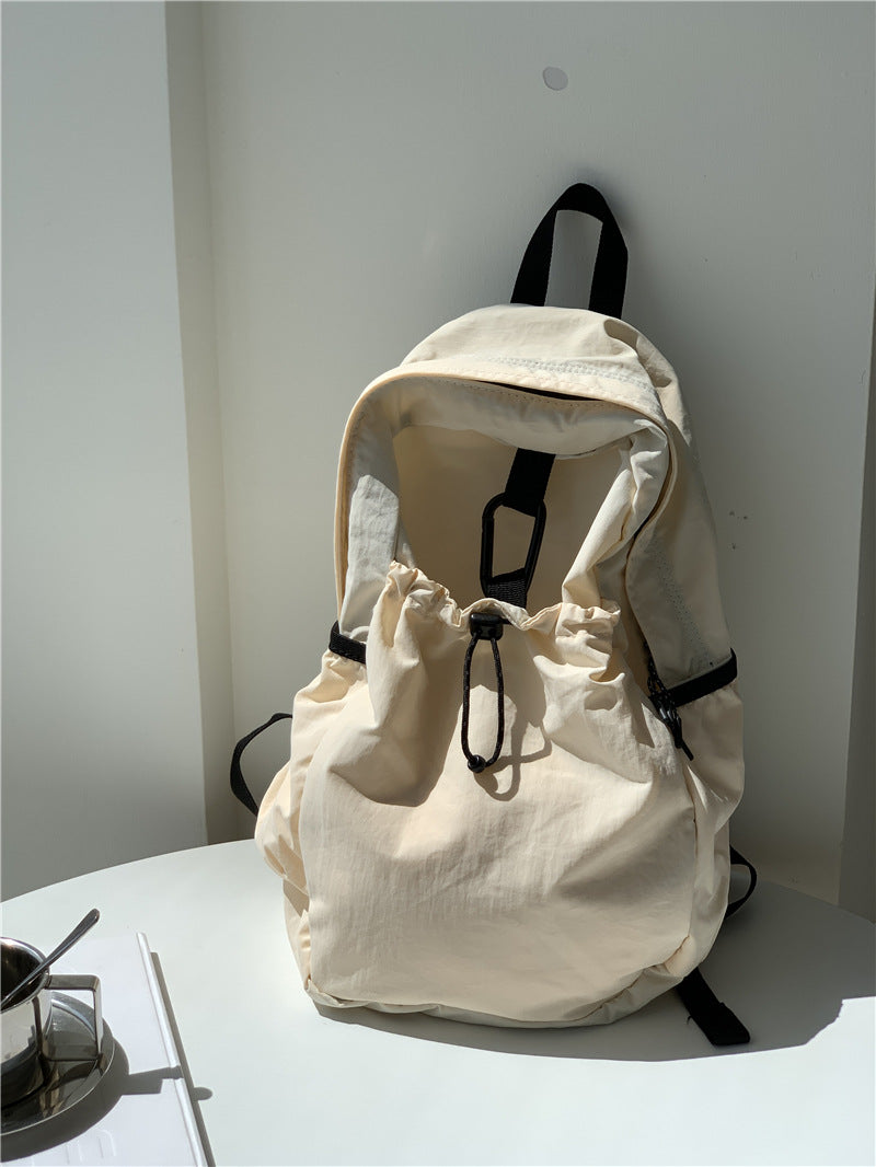 Women's Korean Style Pure Color Nylon Large Backpacks