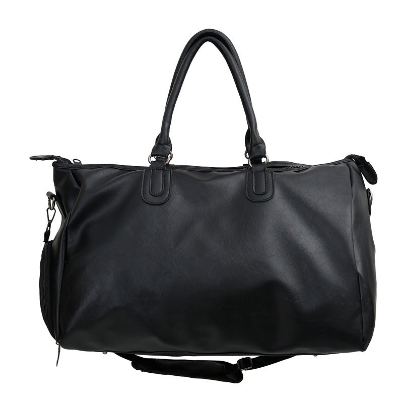 Men's Solid Color Large Capacity Leather Collect Travel Bags