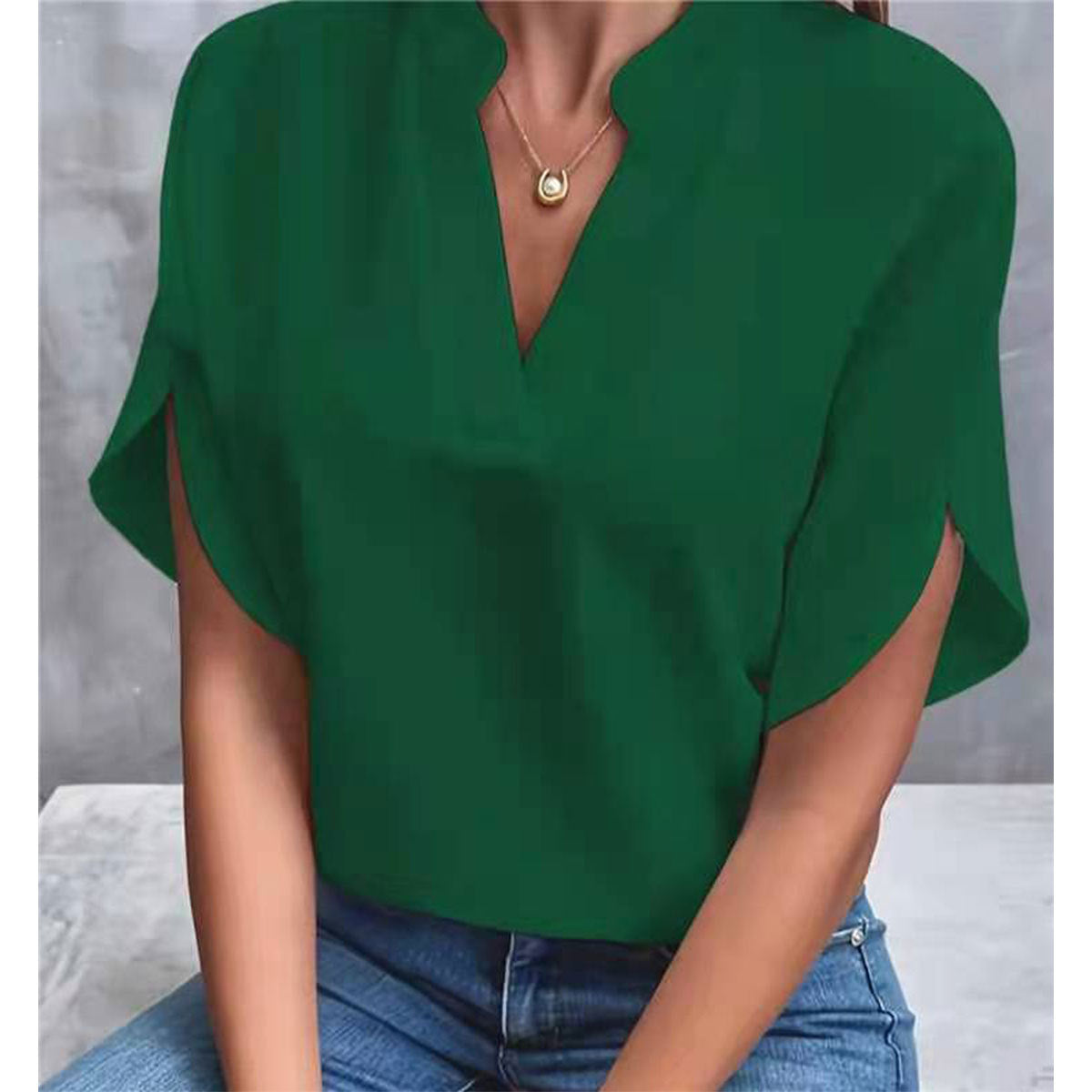 Women's Summer Shirt Pure Color Casual Versatile Blouses