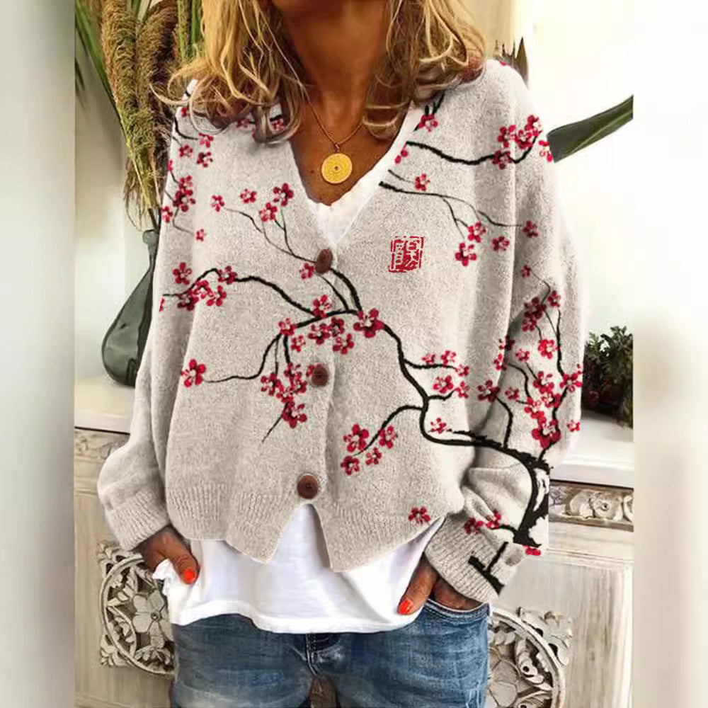 Stylish Christmas Abstract Printing Casual Cloak Sweaters