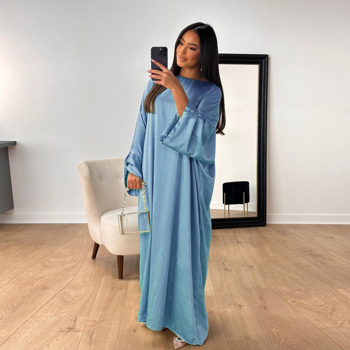Women's Elegant Long Sleeve Dress Rhinestone Craft Clothing