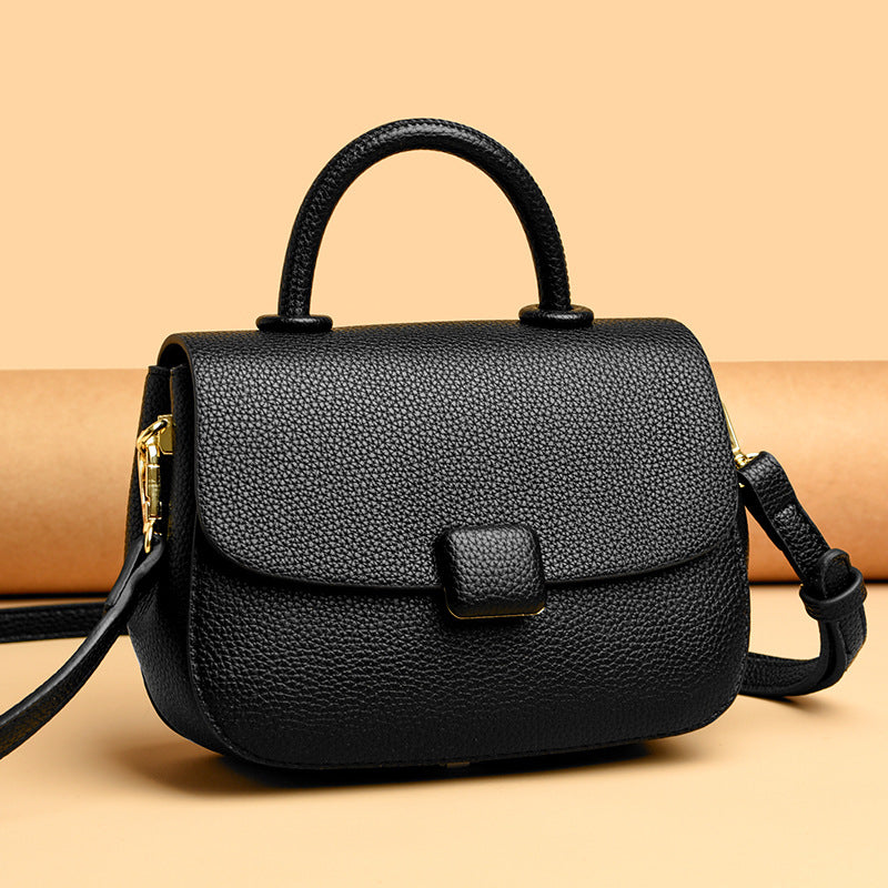 Women's Retro Solid Color Simple Soft Leather Textured Shoulder Bags