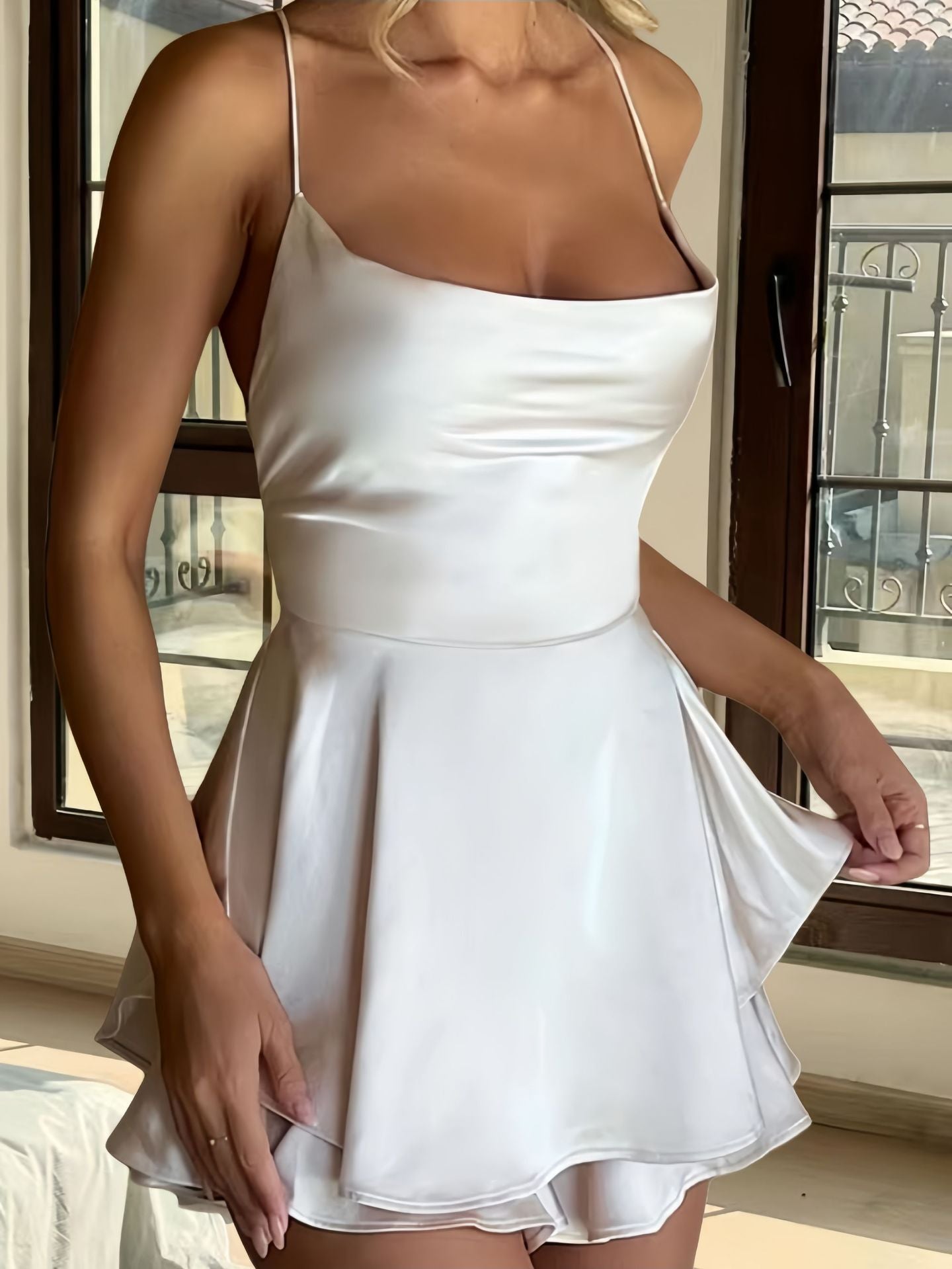 Women's Fashion Sexy Solid Color Sleeveless Halter Dresses