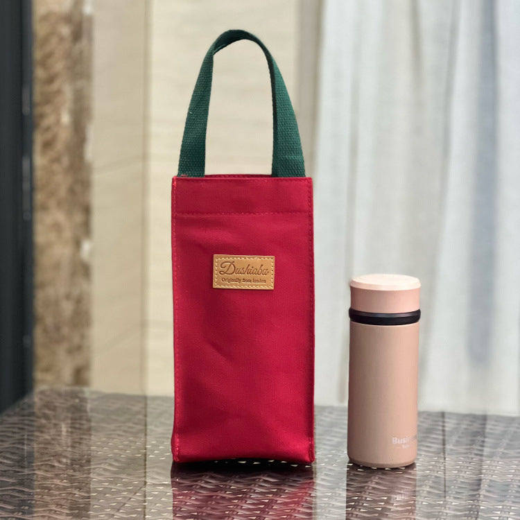 Simple Canvas Portable Water Cup Braised Thermos Women's Handbag
