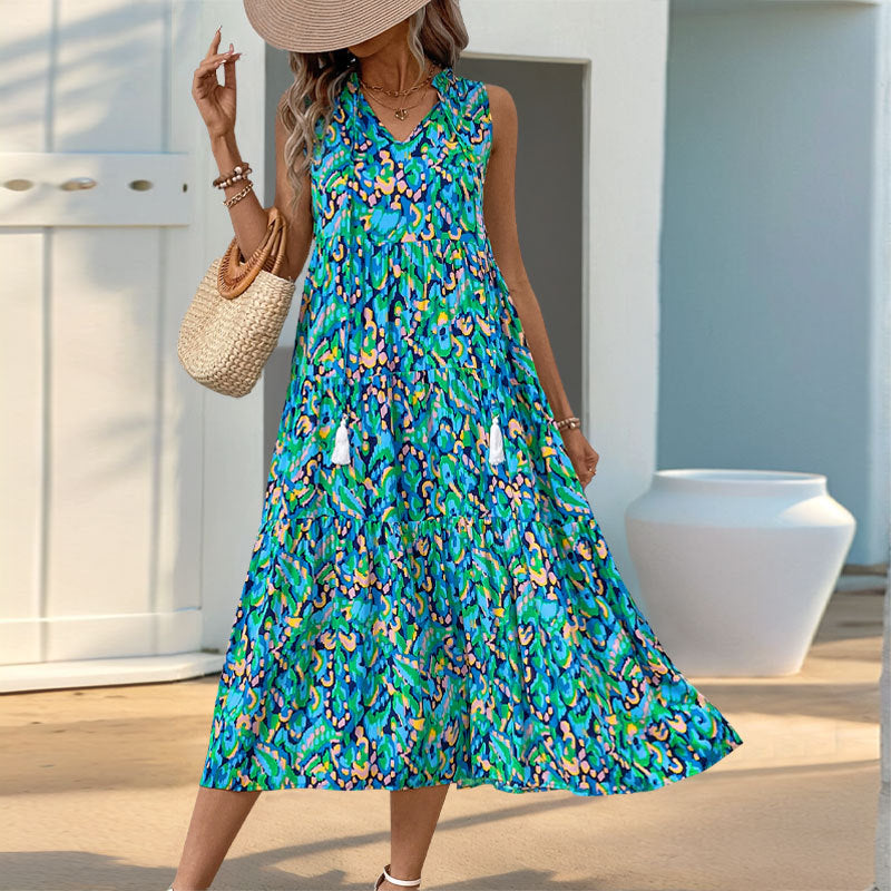 Seaside Vacation Dress Summer Sleeveless Bohemian Dresses