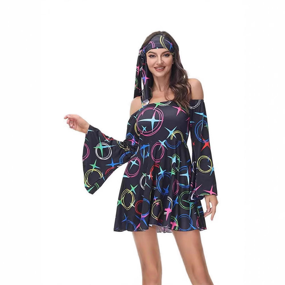 Women's Halloween Autumn Print Dress Generation Hippies Dresses