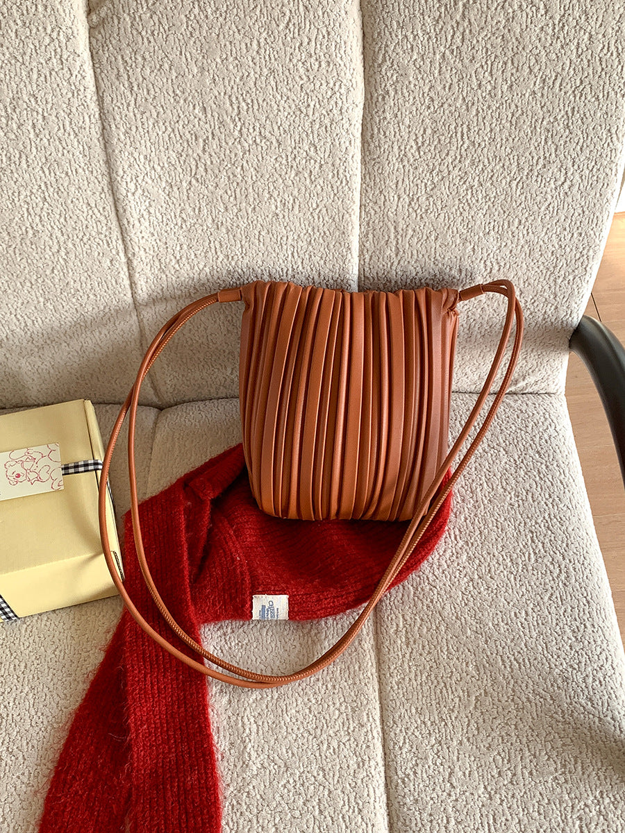 Women's Soft Leather One High-grade Pleated Versatile Phone Bags