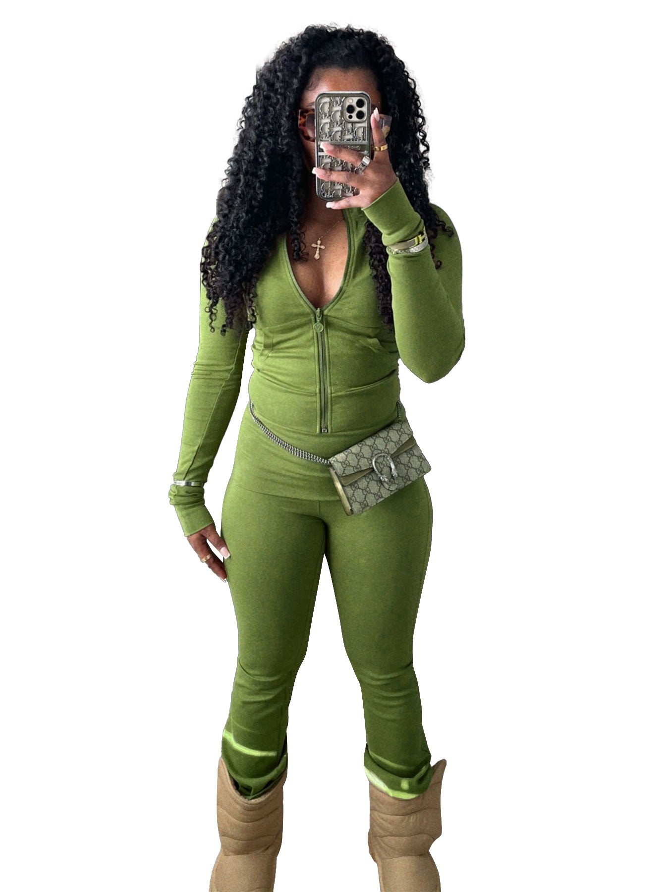 Women's Tight Zipper Low Waist Fold Slightly Suits