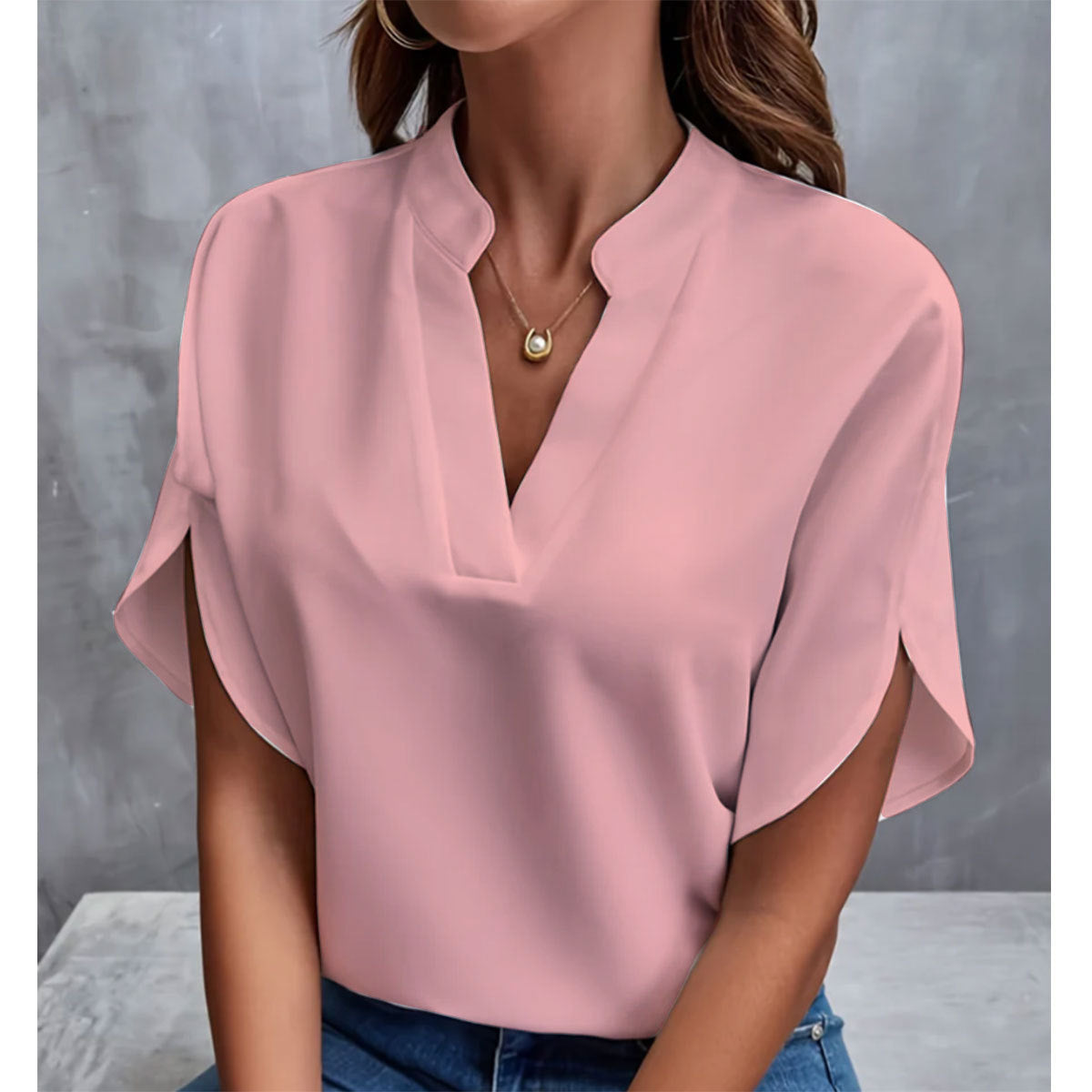 Women's Summer Shirt Pure Color Casual Versatile Blouses