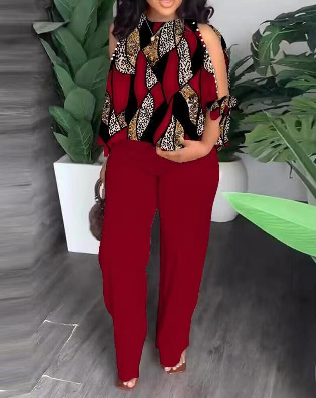 Women's Neck Raglan Half Sleeve Beaded Positioning Suits