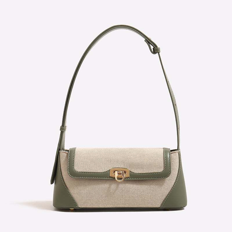 Women's French Style Summer Contrast Color Underarm Retro Hand Carrying Baguette Bags