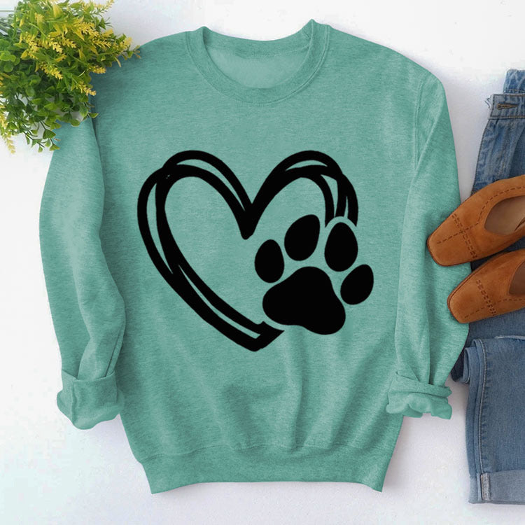 Pullover Round Neck Simple Long Sleeve Printed Sweaters