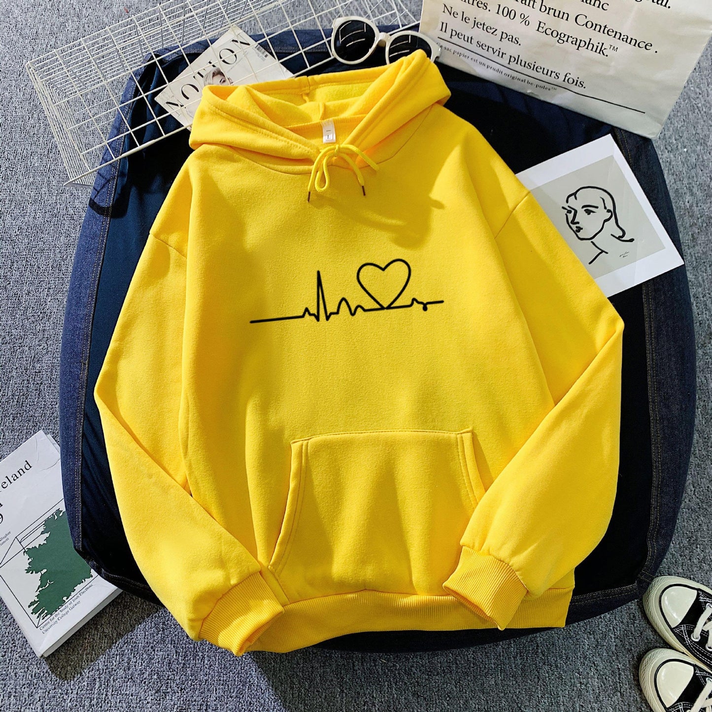 Glamorous Fleece-lined Hoodie Unisex Wear Loose Sweaters