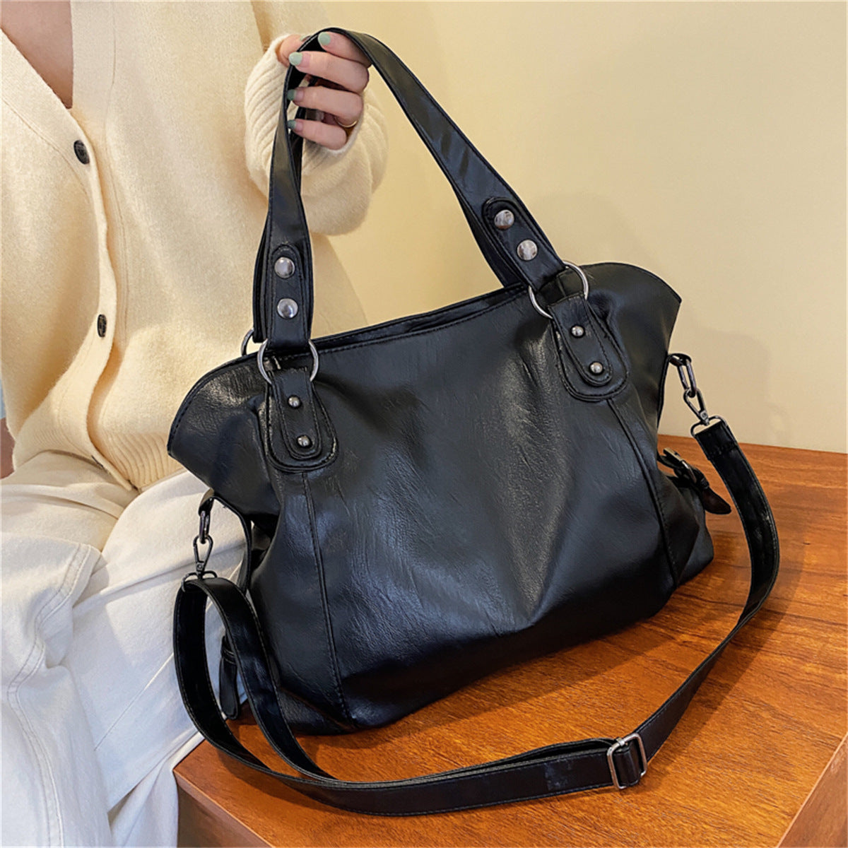 Women's Retro Fashionable Simple Korean Style Large Backpacks