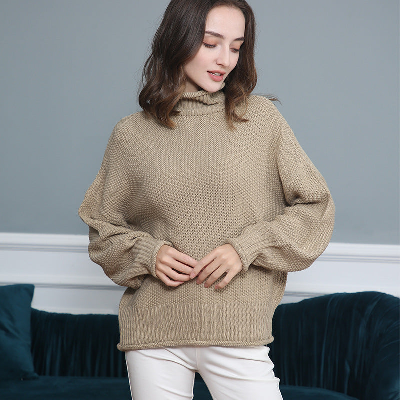 Women's Fashion Casual Long Sleeve Turtleneck Solid Sweaters