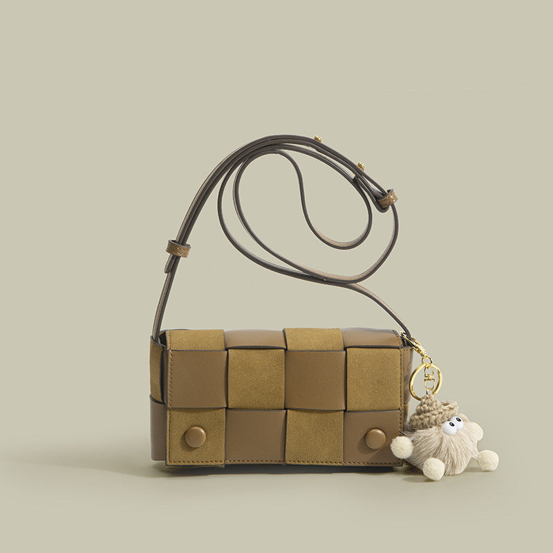 Creative Popular Retro Check Knitted Design Crossbody Bags