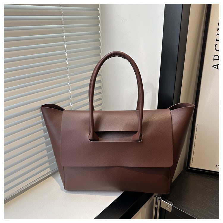Women's Large Capacity Retro Fashionable Stylish Pure Color Simple Commuter Handbags