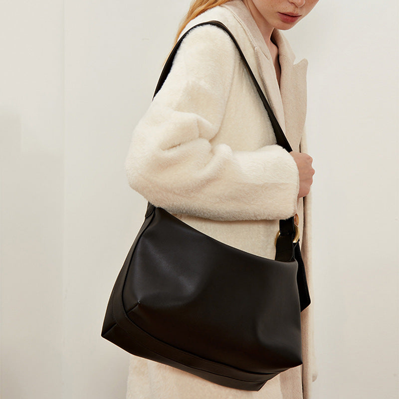 Women's Soft Leather Niche Cowhide Large Capacity Shoulder Bags