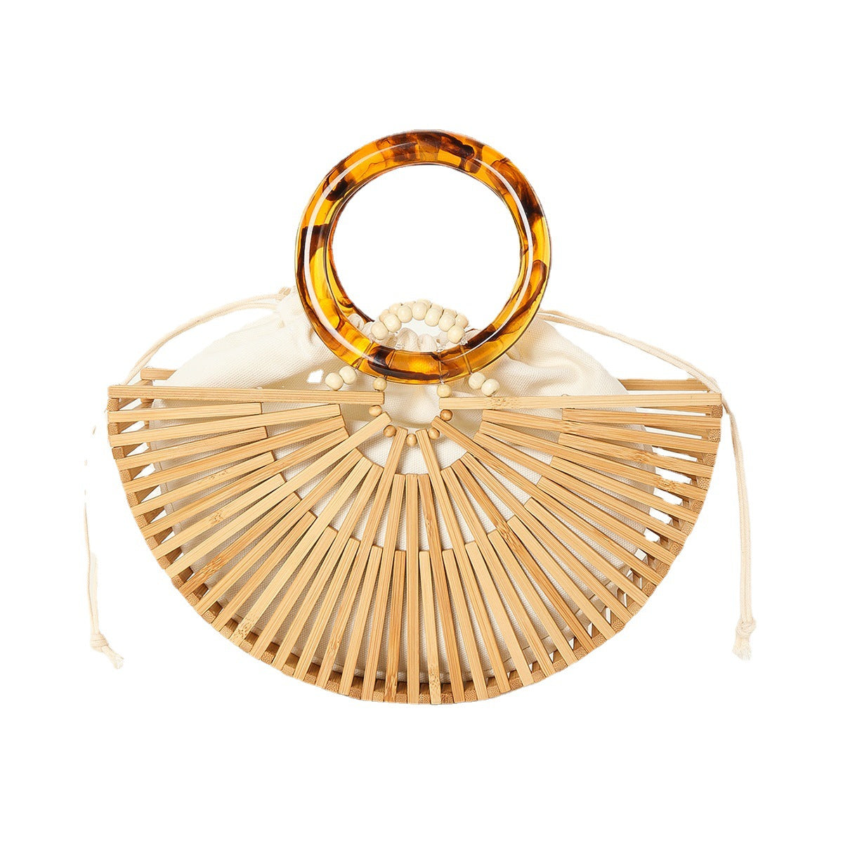 Women's Semicircle Niche Bamboo Hand-woven Beach Handbags