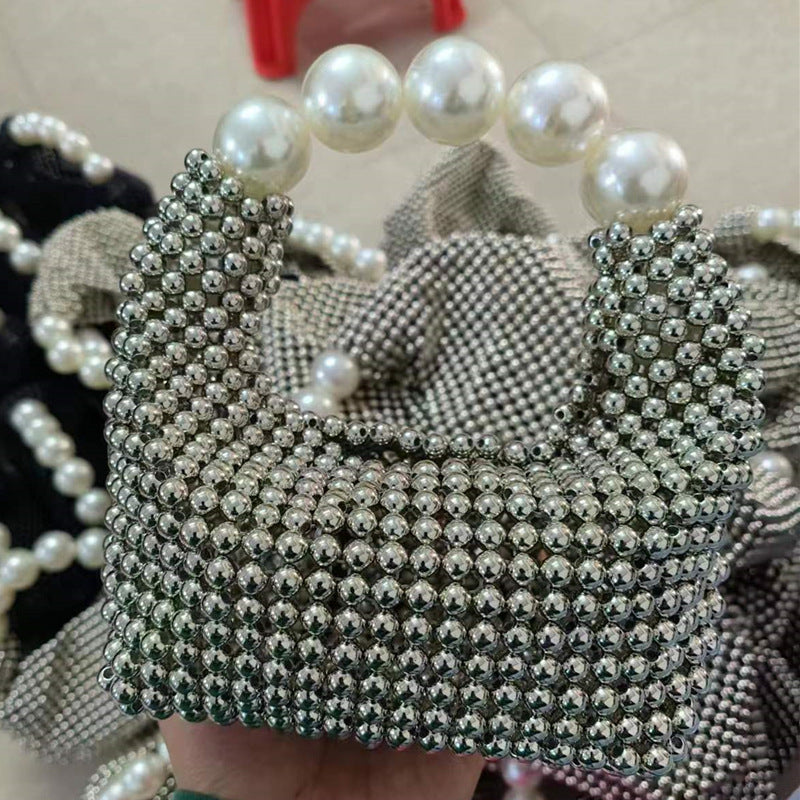 Hand-woven Dinner Beaded Large Beads Pearl Handbags